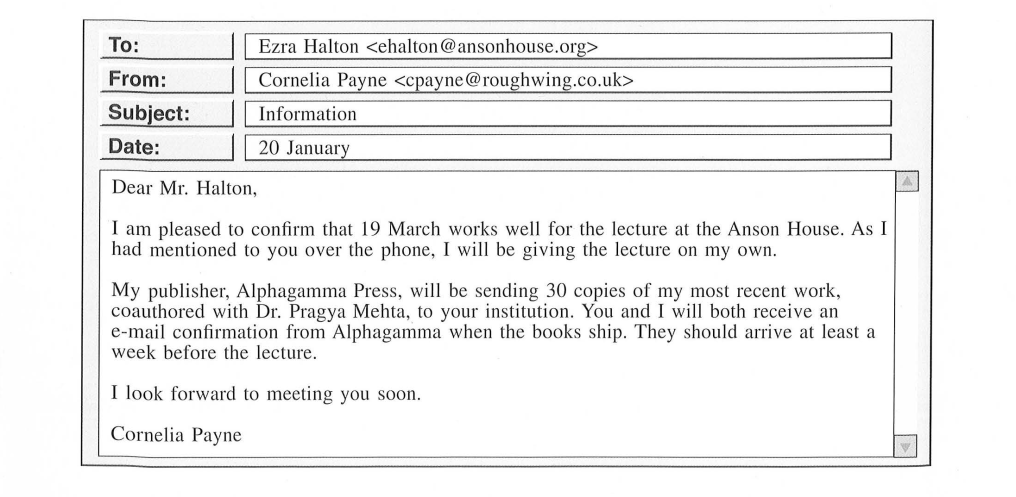 Why did Dr. Mehta send the e-mail to Dr. Payne? A. To cancel a vacation plan B. To request lecture notes C. To confirm a meeting D. To offer an apology (ảnh 2)